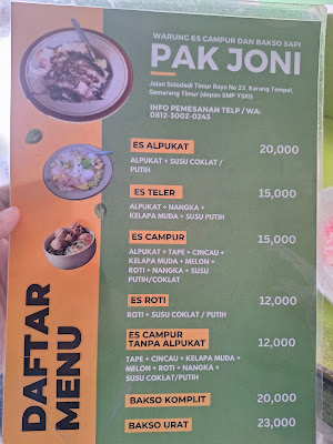 CABANG Es Campur PAK JONI & Bakso Sapi Jl. Dr. Cipto Semarang Timur