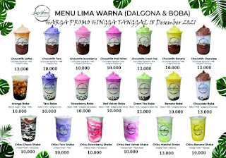 Dalgona dan Boba Lima warna cabang Cikaret